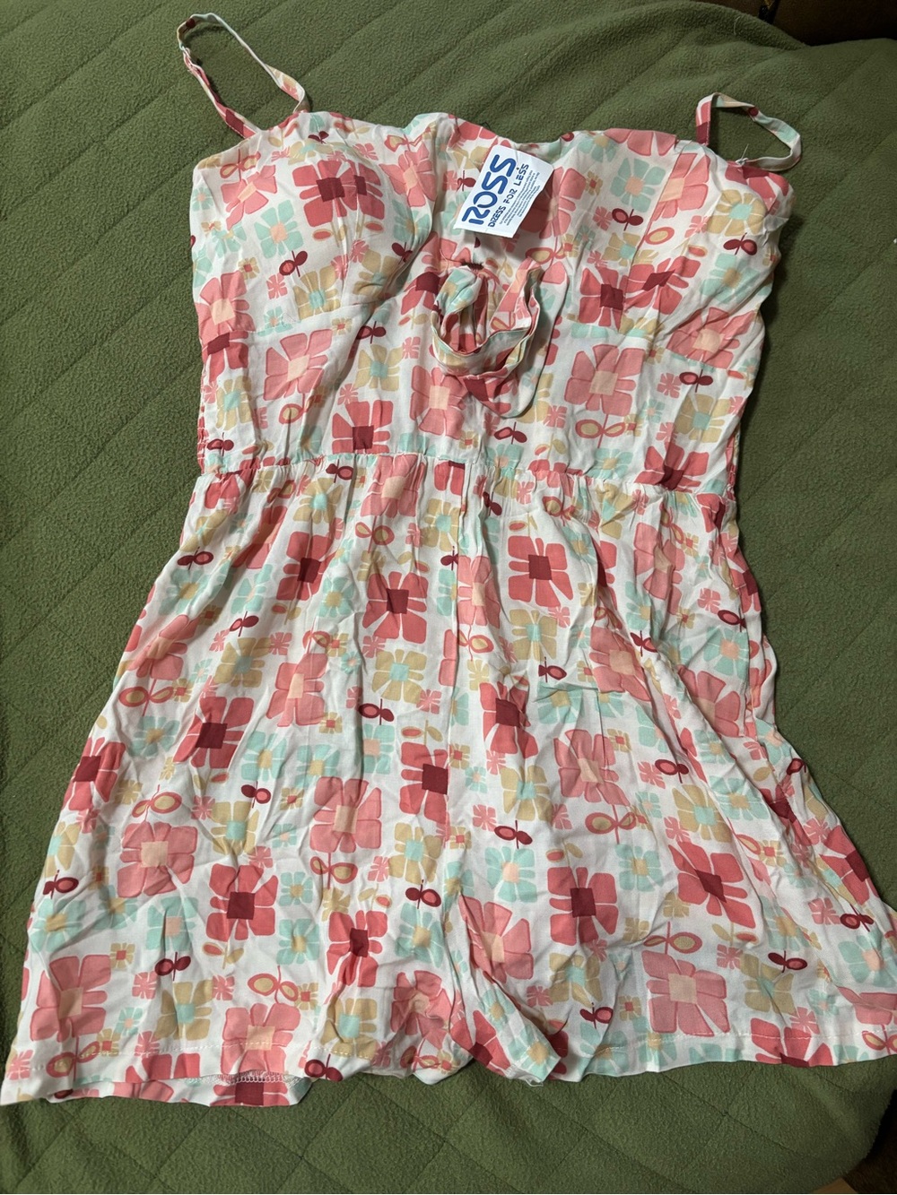 Floral Print Spaghetti Strap Romper in Coral & Mint